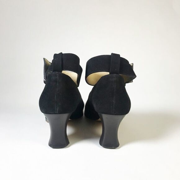 Black Suede Pumps w/Wide Ankle Strap, KC Size 8.5 - Picture 4 of 5